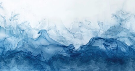 Abstract blue smoke waves create a serene and calming visual effect.