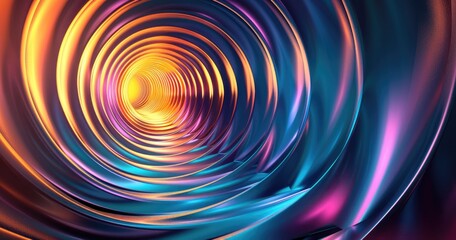 A vibrant, abstract tunnel of swirling colors and light, evoking depth and motion.
