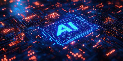 Obraz premium AI Chipset: Artificial Intelligence on a Microchip