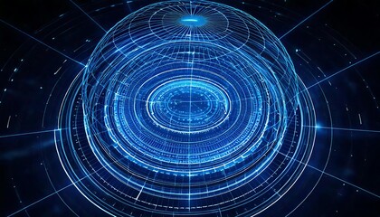 Technology Network Concept; 3D Rotating Circular Dome Representation