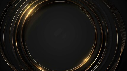 Abstract design featuring circular golden elements on a dark background.