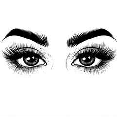 Fototapeta premium Coloring page Doll eyes with details on eyelashes and makeup