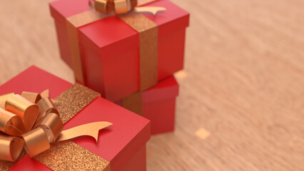 The Red gift box for celebration or holiday concept  3d rendering.