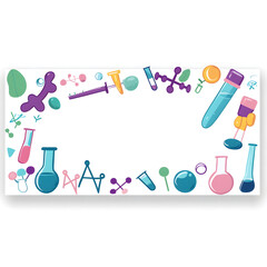 Science Frame with Laboratory Equipment and Test Tubes Illustration