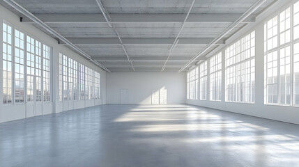 Obraz premium Sunlit Industrial Loft Space with City Views