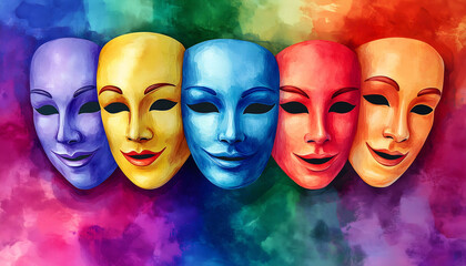 Obraz premium An illustration of colorful drama masks