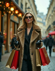 Obraz premium woman at christmas shopping