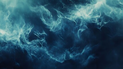 Abstract Teal Swirling Nebula Cosmic Cloudscape