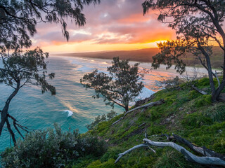 sunset over the coast