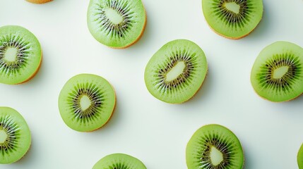 Fototapeta premium a row of very fresh and tempting kiwi fruit