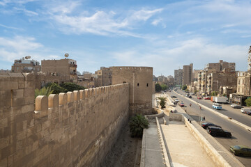 A View of Cairo's Ancient City Walls Showcasing the Imposing Stone Architecture and Defensive Structures.