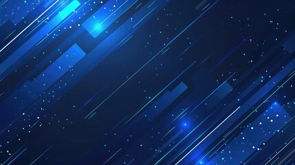 Abstract blue background with dynamic lines and glowing particles for digital design.