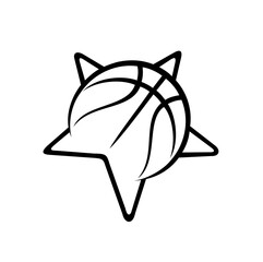 basketball logo with star icon combination