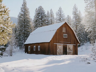 old barn in winter