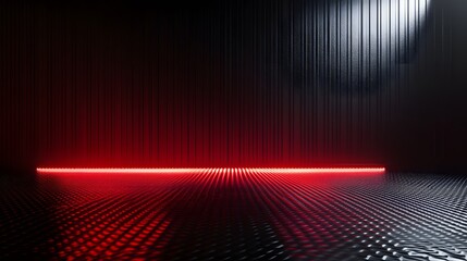 Fototapeta premium Red Neon Light Illuminates Dark Textured Wall