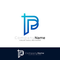 Letter P logo with line design business, simple icon template