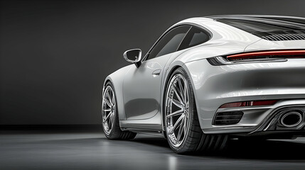 Sleek Silver Sports Car on Dark Background