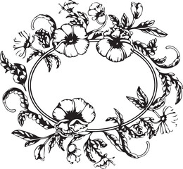 Fototapeta premium Delicate Black and White Floral Pattern