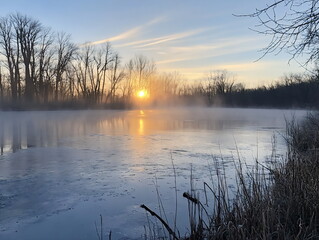 Fototapeta premium sunrise over the river