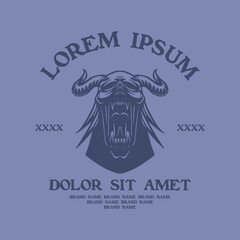 retro silhouette emblem of horned devil head