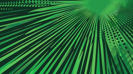 Obraz premium A vibrant green graphic design featuring dynamic lines and dots, suggesting energy and movement.