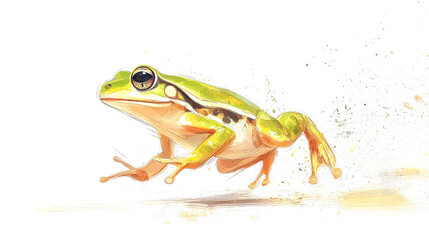 Obraz premium Green frog leaping.