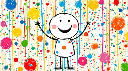Happy child in colorful background.