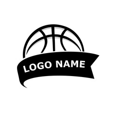 Basketball icon. Basketball ball in graphic style for tournament or club. Black and white illustration. Vector
