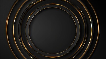 Abstract design featuring concentric circles in gold and black, ideal for backgrounds or graphics.