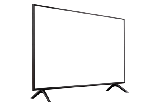 Smart TV with blank screen isolated on with background.
