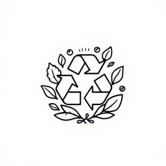 recycle sign with leaf, recycling ecology logo or icon design