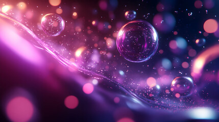 Abstract Purple Background with Glowing Bubbles
