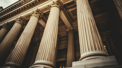 Majestic classical columns of a grand building.