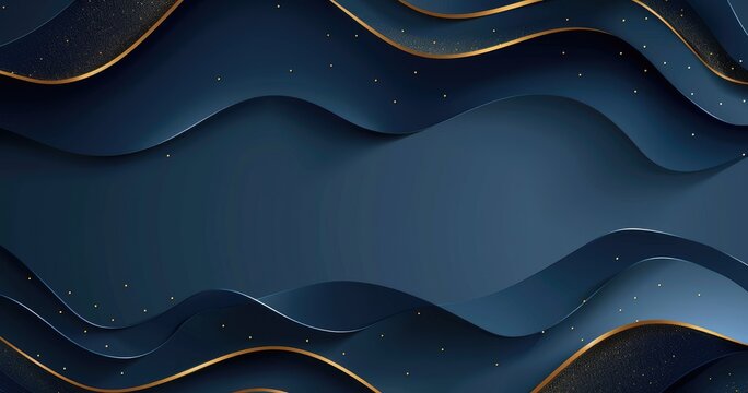 Abstract wavy design with dark tones and golden accents, suitable for backgrounds or banners.