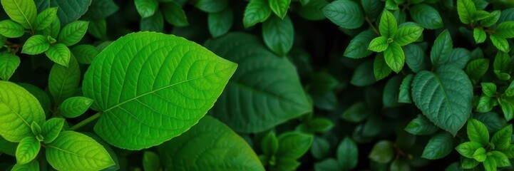 Obraz premium Vibrant green leaf surrounded by soft lush greenery, botany, leaf, growth