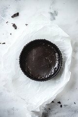 Dark Chocolate Cake Base in Springform Pan - Soft and Crumbly Texture, Top View