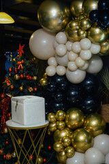 Decoration in the restaurant for celebrating birthdays and has a box in front for inserting greeting cards