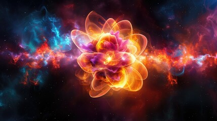 Obraz premium A vibrant cosmic explosion resembling a flower, symbolizing energy and creation.