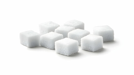 White Sugar Cubes Arranged on White Background