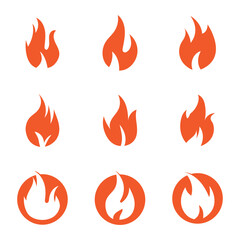 Fire Set logo design illustration and fire symbol