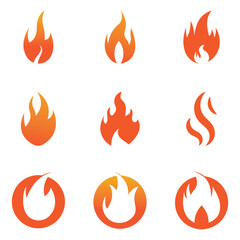 Fire Set logo design illustration and fire symbol