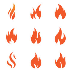 Fire Set logo design illustration and fire symbol
