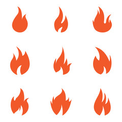 Fire Set logo design illustration and fire symbol