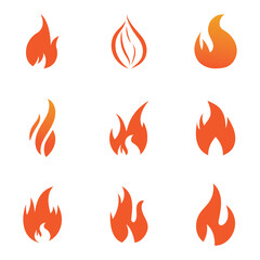 Fire Set logo design illustration and fire symbol