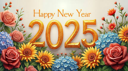 Obraz premium 2025 and flowers