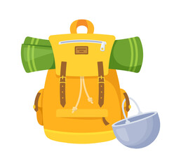 Knapsack for outdoor hiking vector illustration