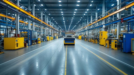 Fototapeta premium Industrial Factory Interior. Automated Production Line