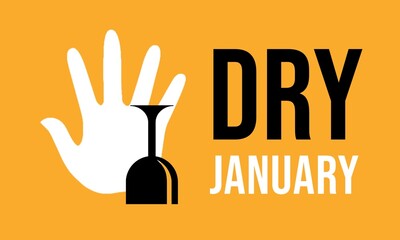 Dry January with spilled glass of wine isolated on yellow background. 