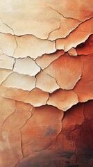 Fototapeta premium Cracked dry earth texture in warm orange and beige tones illustrating drought and desert surface pattern