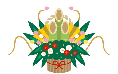 お正月の門松と白蛇（巳年）
